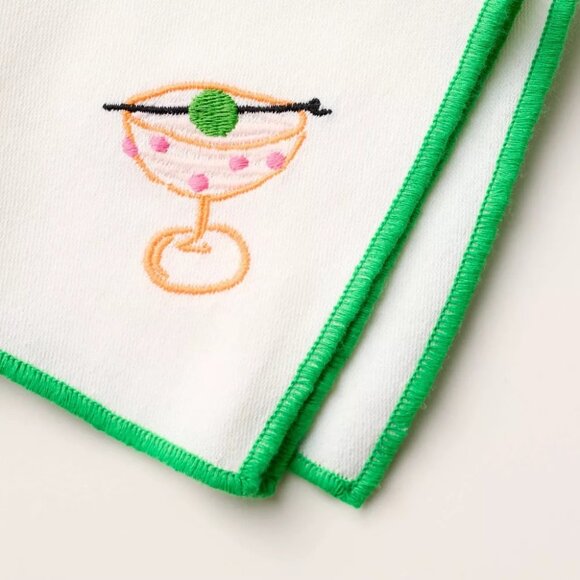 FINAL SET!!! ($15) ♠️ KSNY 4ct Embroidered Icon Cloth Cocktail Napkin - Picture 4 of 5